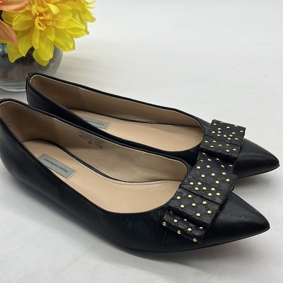 Classiques Entier Black Leather Studded Flats with bows Sz 8. BFL0560B - Picture 3 of 10